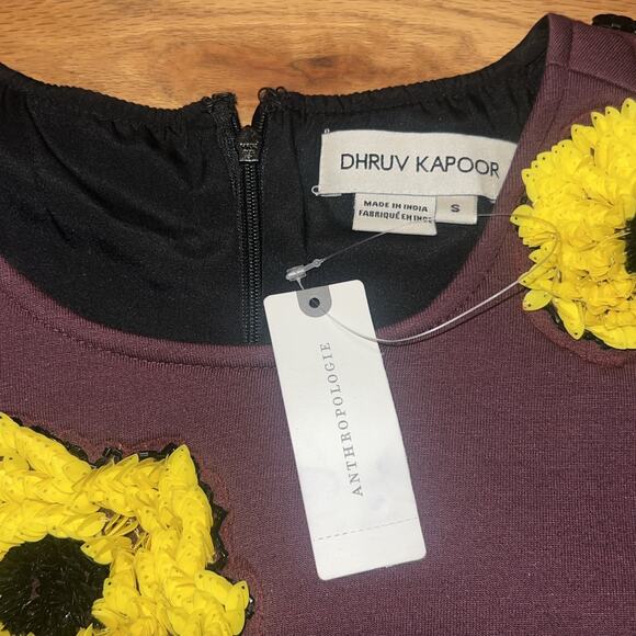 New DHRUV KAPOOR ANTHROPOLOGIE Sunflower Sequined Mini Dress Size Small - Picture 6 of 10